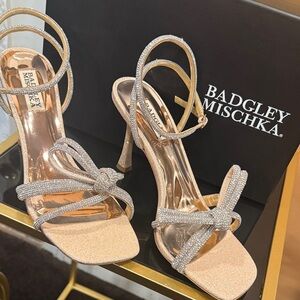 Badgley Mischka Glittering Gold Strappy Heels